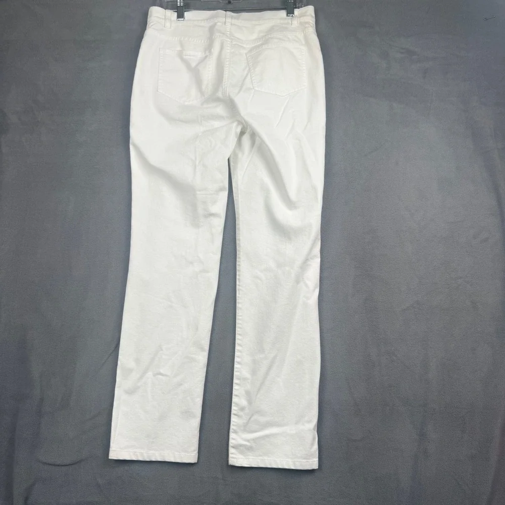 Lafayette 148 New York White Straight Leg Denim Pants Womens Size 8 Cotton Blend